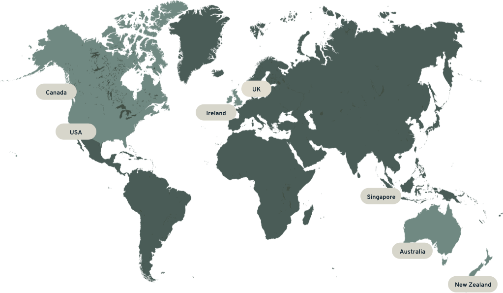 World map showing True North network